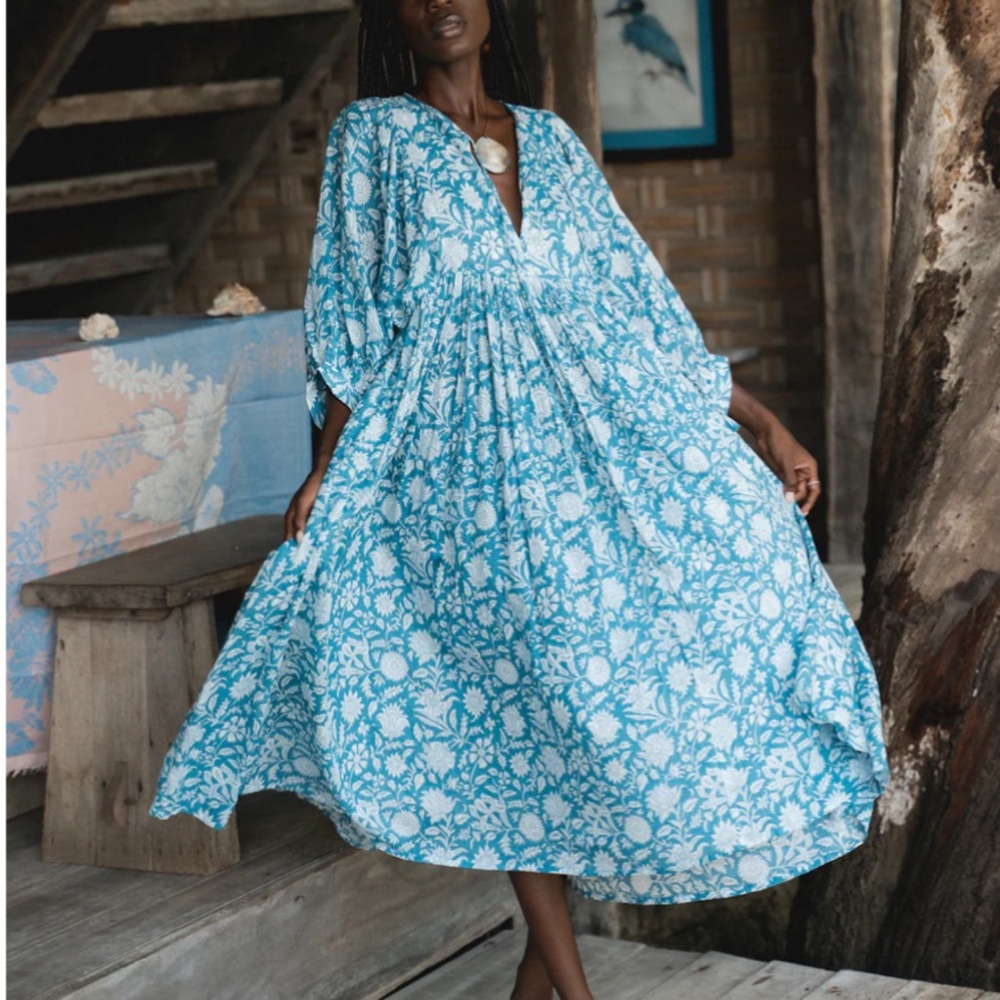 Daughters of India Kyra Midi dress in Ocean blue size Small NWOT sold out!